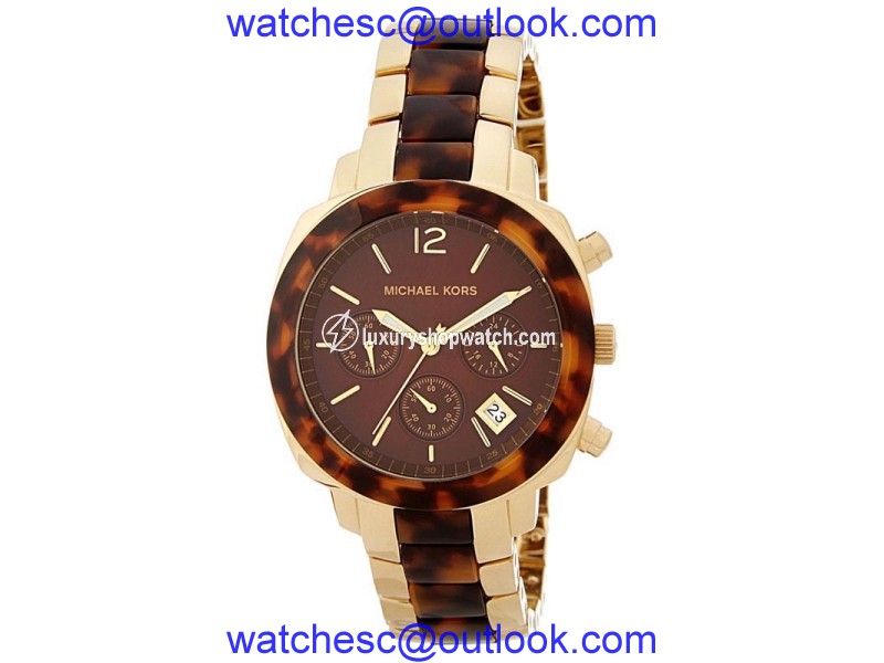 Michael Kors MK5246 Chronograph Gold-Tone Steel Tortoise Brown Dial Women's Watch Michael Kors