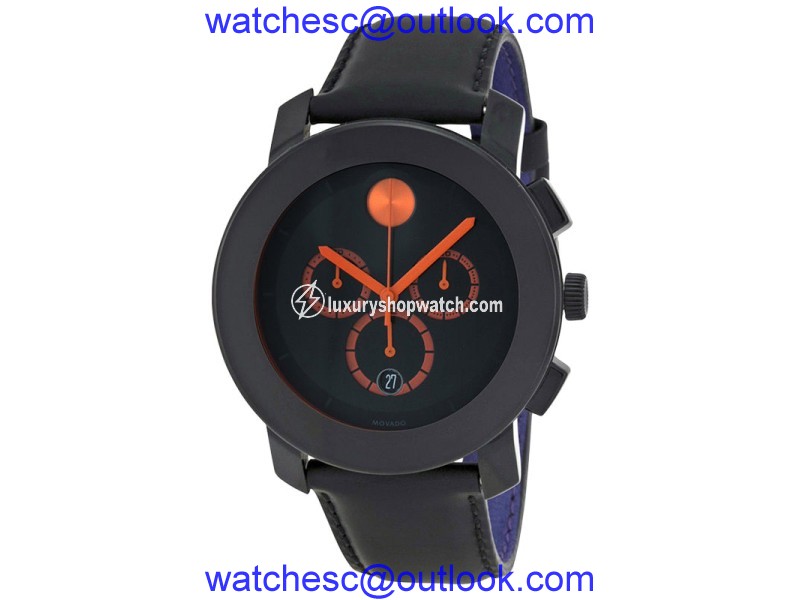 Movado 3600232 Bold Black Leather Chronograph Swiss Movement Mens Watch Movado