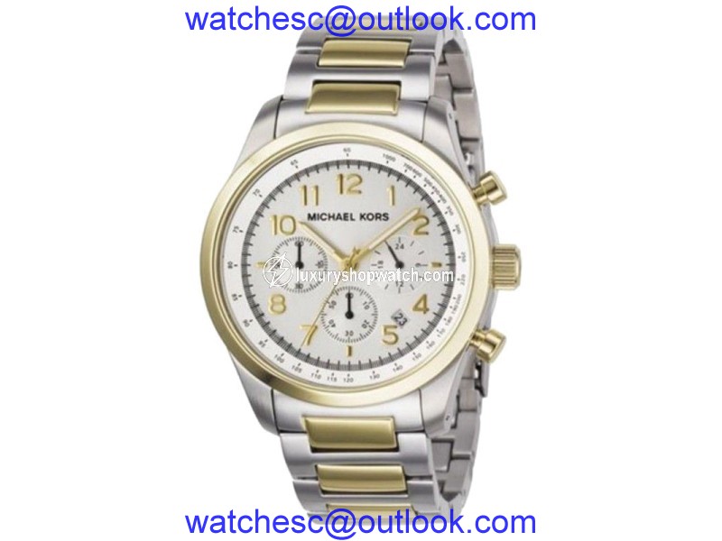 Michael Kors MK8144 Silver Dial Two Tone Stainless Chronograph Women's Watch Michael Kors
