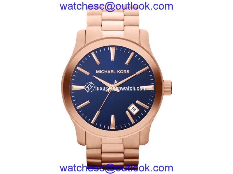 Michael Kors MK7065 Runway Rose Gold-tone Blue Dial Men's Watch Michael Kors