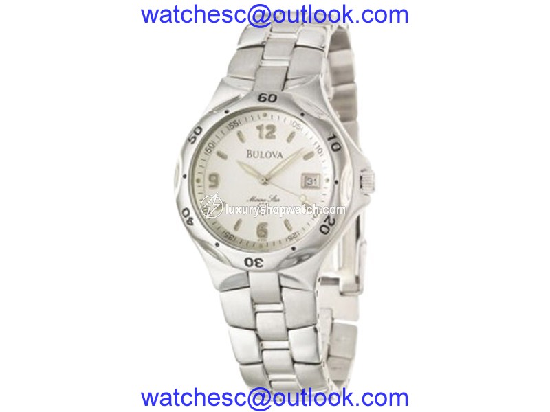 Bulova Marine Star 96B55 Silver Dial Stainless Steel Mens Watch Bulova