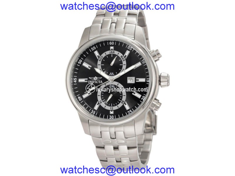 Invicta II Black Dial Quartz Steel Mens Watch Invicta