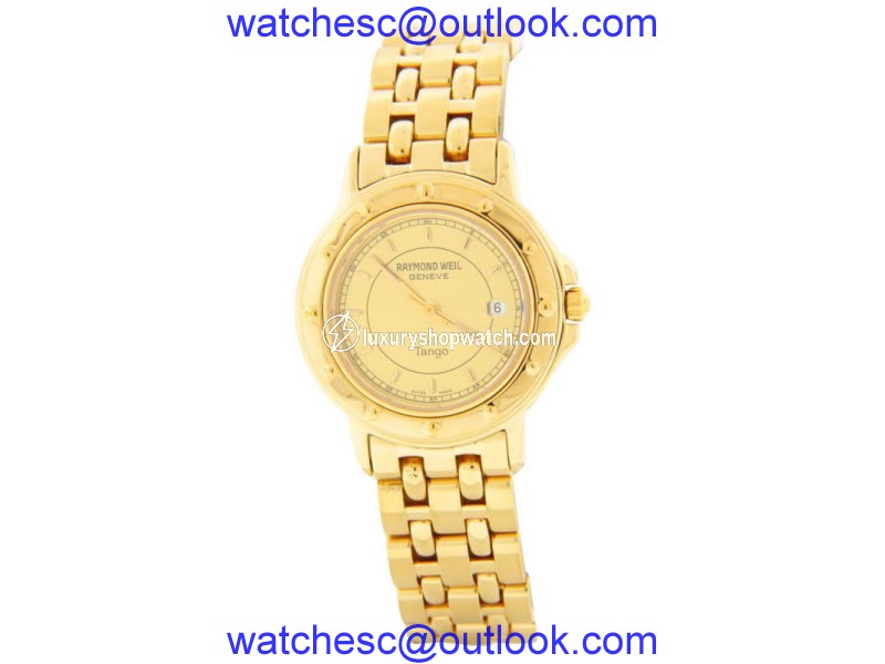 Raymond Weil Tango Gold Date Dial Gold-tone Steel Bracelet Quartz Womens Watch Raymond Weil