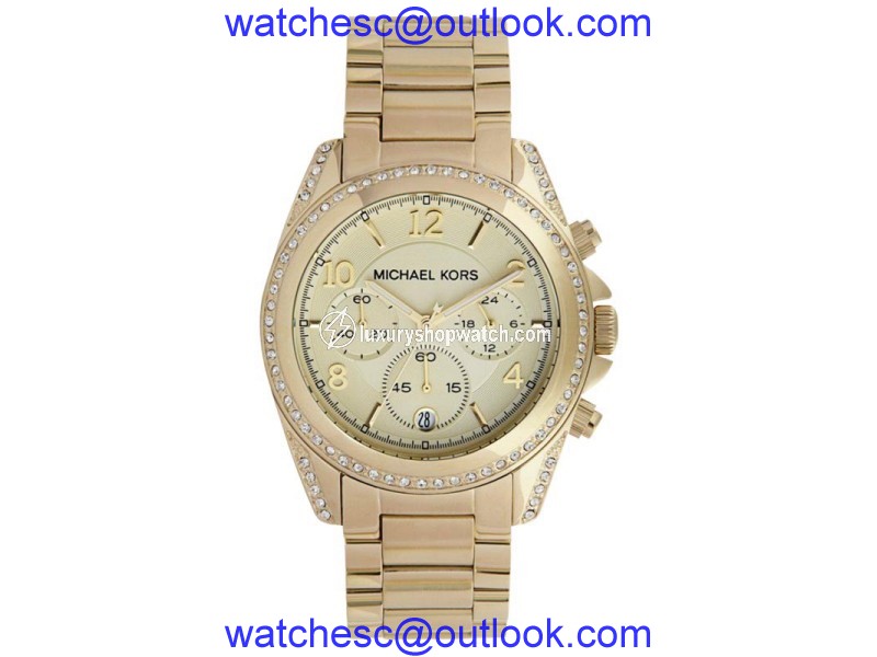 Michael Kors MK5166 Golden Runway Gold Tone Chronograph Glitz Analog Watch Michael Kors