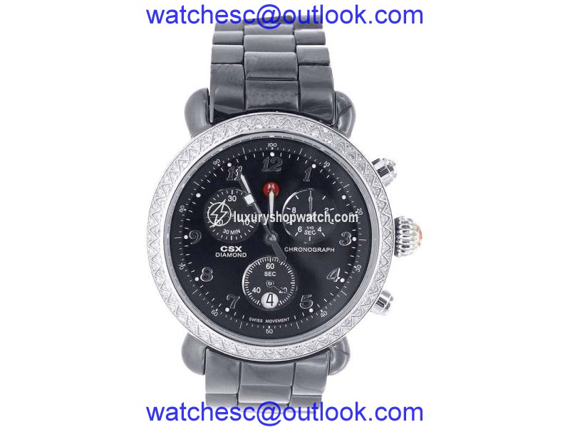 Michele MWW03N000003 Black Ceramic Chronograph Diamond Womens Watch Michele