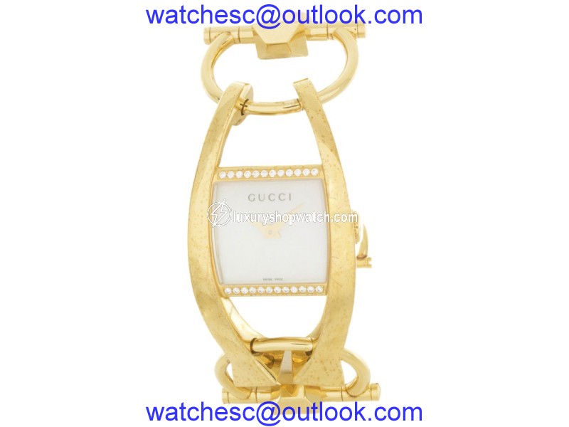 Gucci P11715054 MOP Dial Stainless Gold Tone Steel Bracelet Quartz Womens Watch Gucci