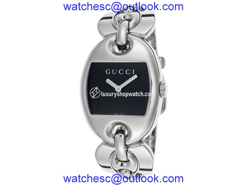 Gucci YA121313 Black Dial Stainless Steel Bracelet Womens Watch Gucci