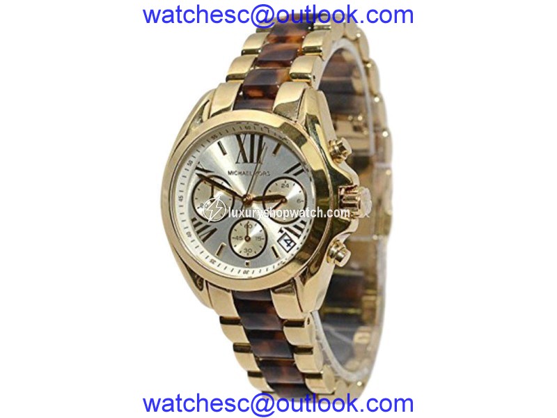 Michael Kors Mini Bradshaw Tortoise MK5973 Chronograph Acrylic Gold-Tone Watch Michael Kors