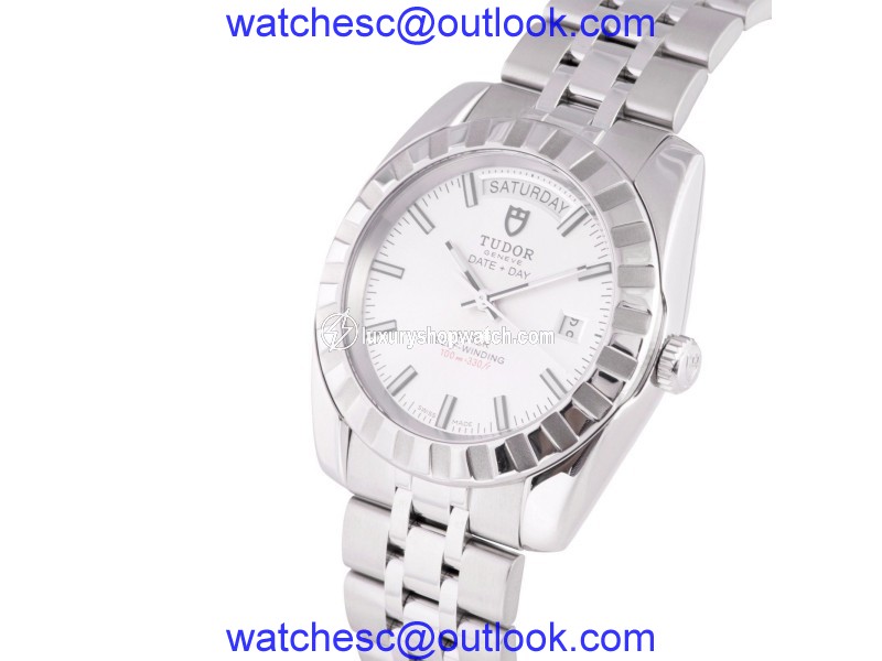 Tudor Date & Day 23010 Stainless Steel Silver Dial Automatic Mens Watch Tudor