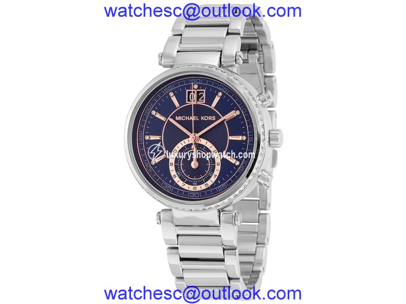 Michael Kors MK6224 Sawyer Blue Dial Stainless Steel Chronograph Womens Watch Michael Kors But at TrueFacet