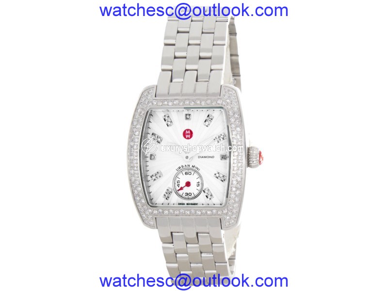 Michele Urban Mini MWW02A000508 Diamond Silver Dial Stainless Steel Bracelet Womens Watch Michele