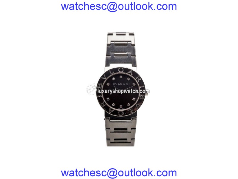 Bulgari BB2655 Black Diamond Dial Quartz Stainless Steel 35mm Womens Watch Bulgari