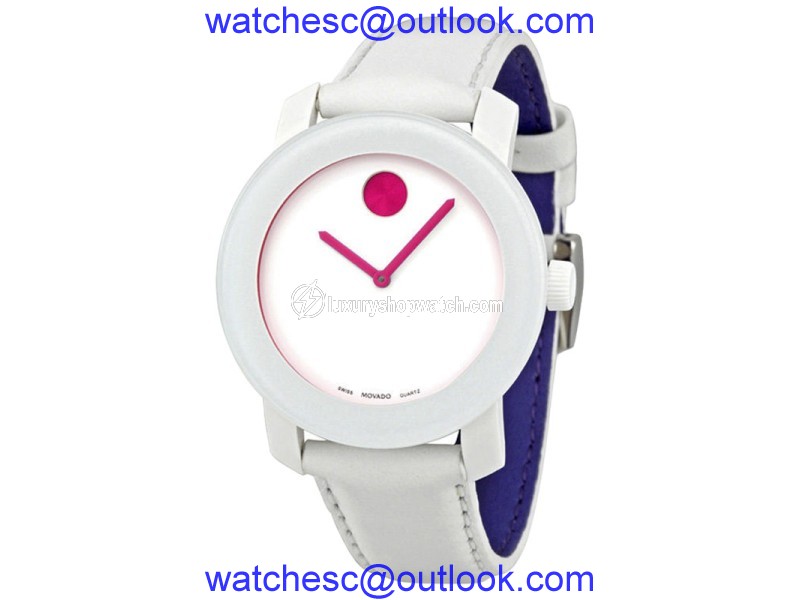 Movado 3600020 Bold White Dial Leather Strap 36mm Womens Watch Movado
