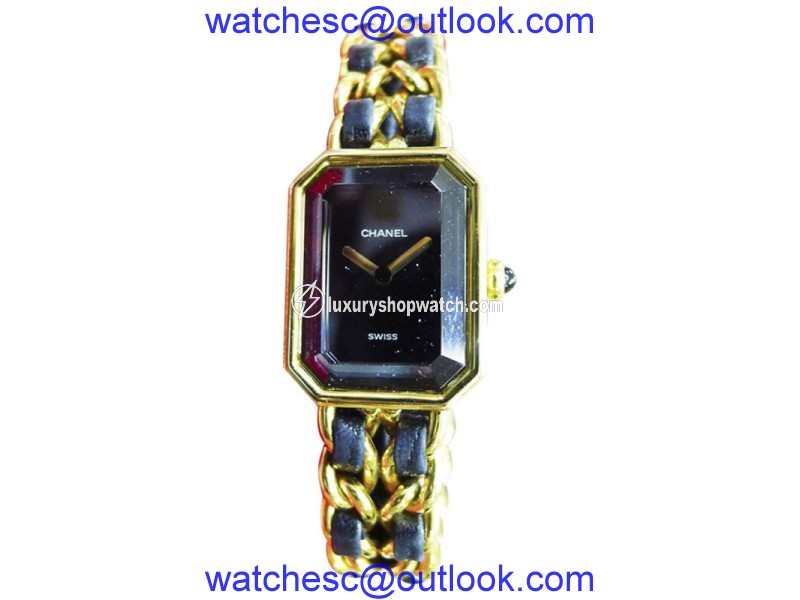 Chanel Premiere Gold Plated & Leather Quartz Vintage 26mm Womens Watch 1987 Chanel