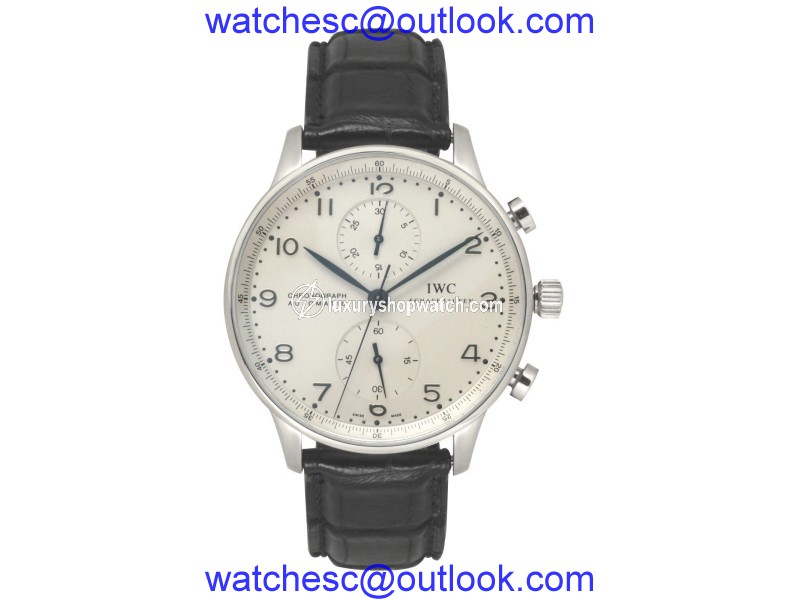 IWC Portuguese 3714 Chronograph Automatic White Dial Blue Hands 40mm Mens Watch IWC
