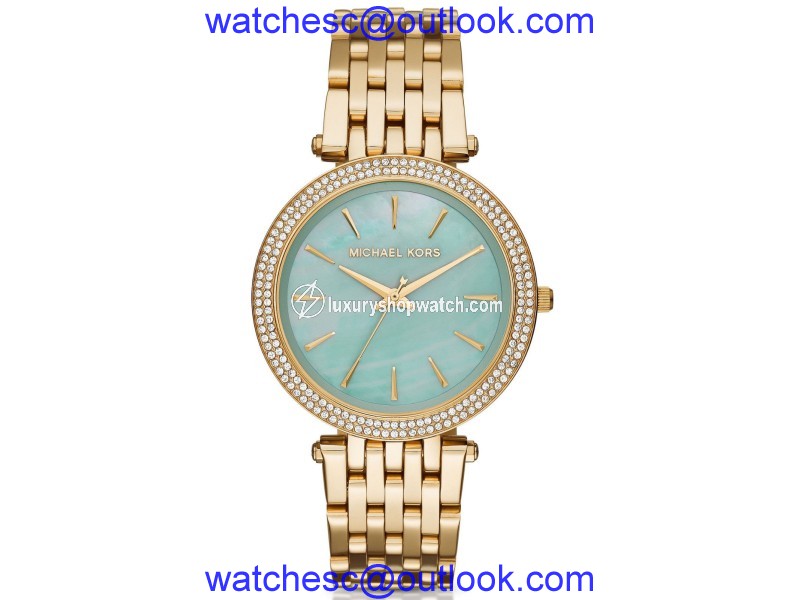 Michael Kors Darci MK3498 Gold-Tone Stainless Steel Aqua Mother of Pearl Dial 39mm Watch Michael Kors