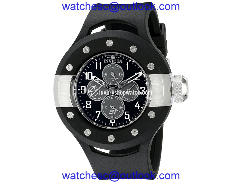 Invicta 17384 S1 Rally Black Dial Black Polyurethane Strap 52mm Mens Watch Invicta