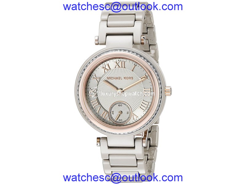 Michael Kors MK6241 Rose Gold Bezel Grey Ceramic Band 32mm Womens Watch Michael Kors
