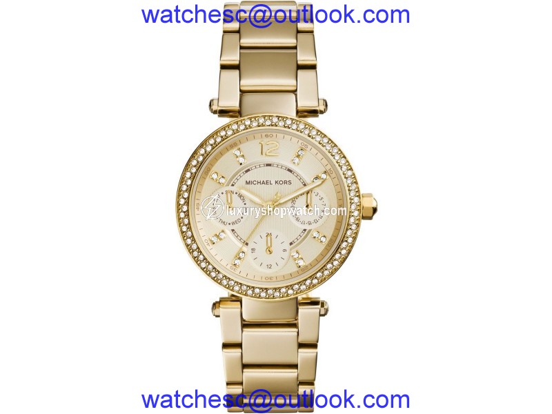Michael Kors Mini Parker MK6056 Gold-Tone Multifinction 33mm Womens Watch Michael Kors
