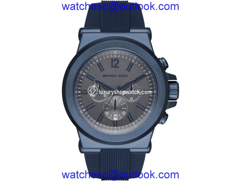Michael Kors Dylan MK8493 Blue Ion Plated Stainless Steel with Grey Dial 48mm Mens Watch Michael Kors