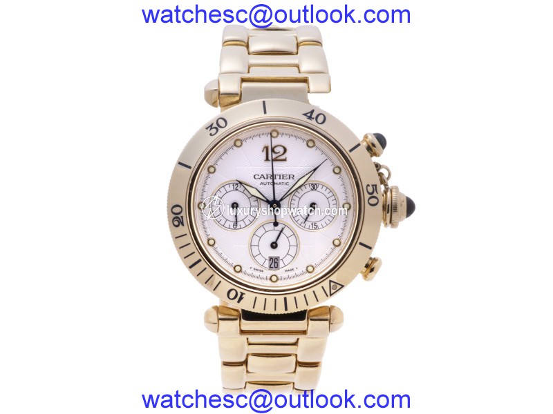 Cartier Pasha 2111 18K Yellow Gold Automatic Chronograph 38mm Mens Watch Cartier