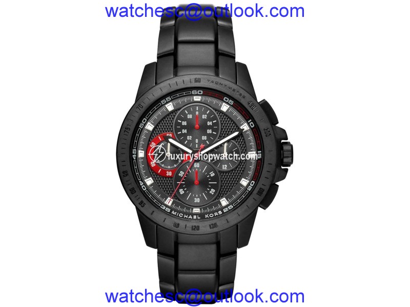 Michael Kors Ryker MK8529 Black Dial Black IP Stainless Chronograph 43mm Mens Watch Michael Kors