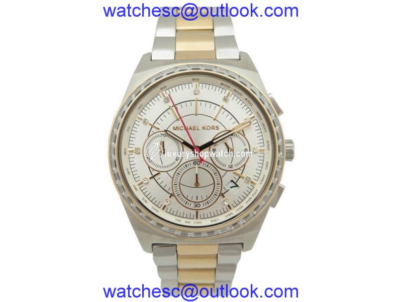 Michael Kors MK6445 Silver Dial Two Tone Gold Tone Stainless Steel Chronograph 38mm Womens Watch Michael Kors