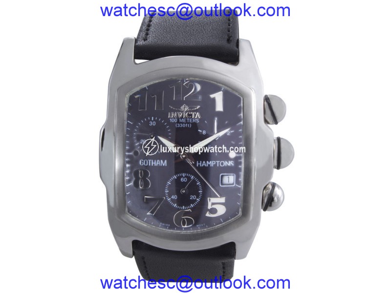 Invicta Gotham Hamptons 9818 Black Dial Black Leather Strap 41mm Mens Watch Invicta