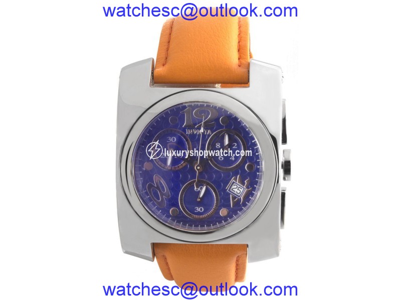 Invicta 2139 Blue Dial Orange Lorica Strap Quartz 40mm Mens Watch Invicta