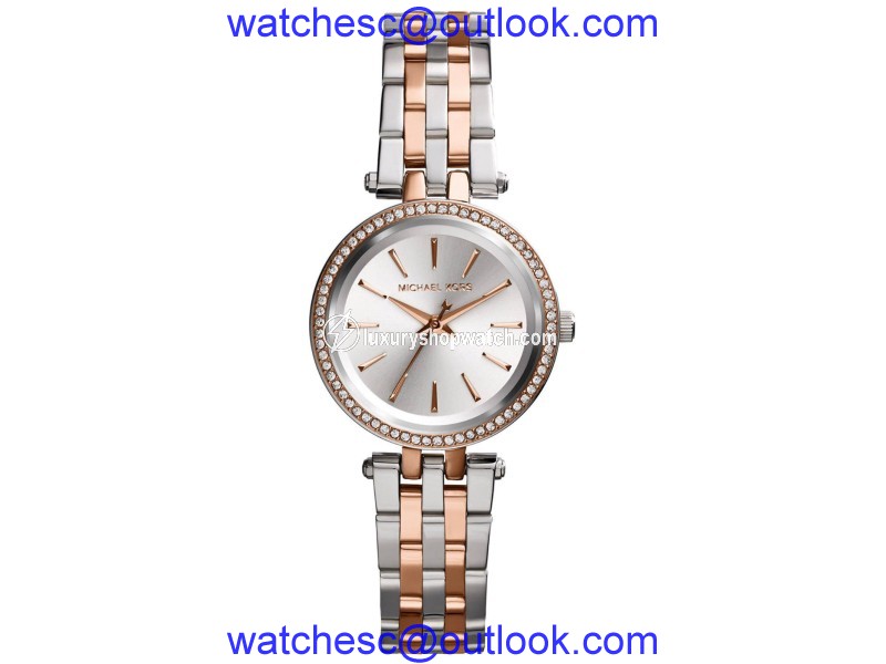 Michael Kors Darci MK3298 Silver Dial Two Tone Rose Gold/Stainless Steel 26mm Womens Watch Michael Kors