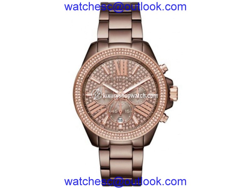 Michael Kors MK6411 Wren Rose Gold Dial Rose Gold Chronograph 41.50mm Womens Watch Michael Kors
