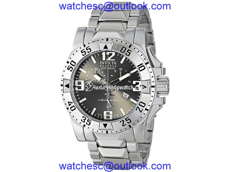 Invicta Reserve Collection 5675 Grey Dial Stainless Steel Chronograph 52mm Mens Watch Invicta