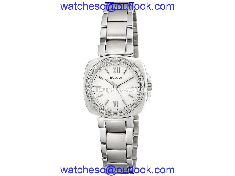 Bulova 96R200 Stainless Steel White Diamond Dial 26mm Womens Watch Bulova
