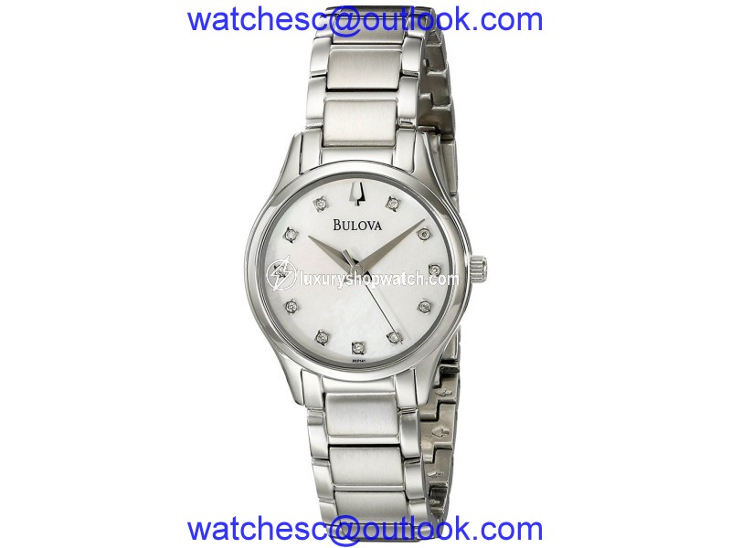 Bulova 96P141 Stainless Steel Mother of Pearl Diamond Dial 27mm Womens Watch Bulova