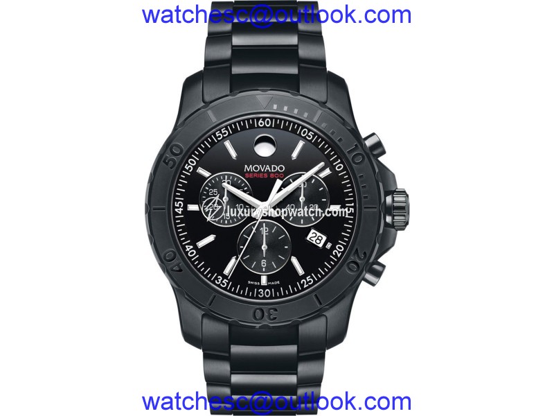 Movado 2600119 Black Ion Plated Stainless Steel Quartz 42mm Mens Watch Movado