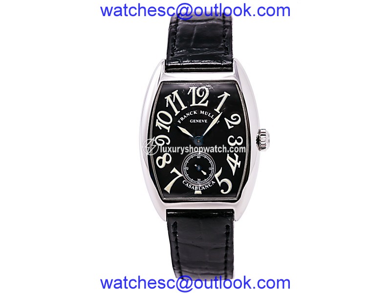 Franck Muller Casablanca 7502 S6 Stainless Steel & Leather Black Dial Manual 28mm Unisex Watch Frank Muller