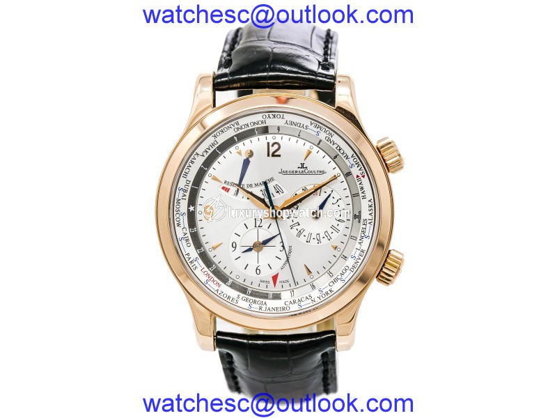 Jaeger LeCoultre Master World 146.2.32.S 18K Rose Gold & Leather Automatic 42mm Mens Watch Jaeger-LeCoultre