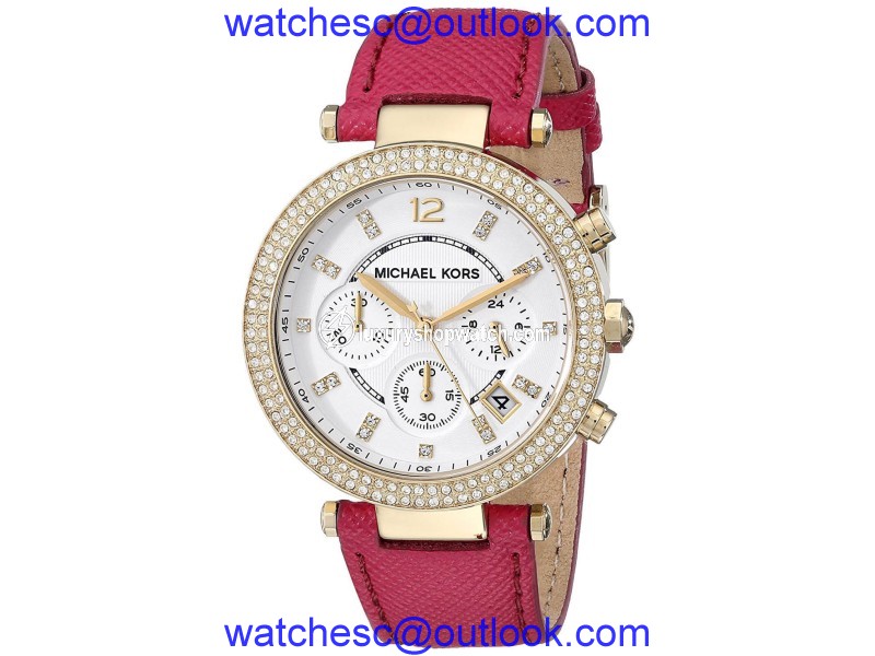 Michael Kors MK2297 Gold Tone Stainless Steel / Leather Quartz 39mm Womens Watch Michael Kors