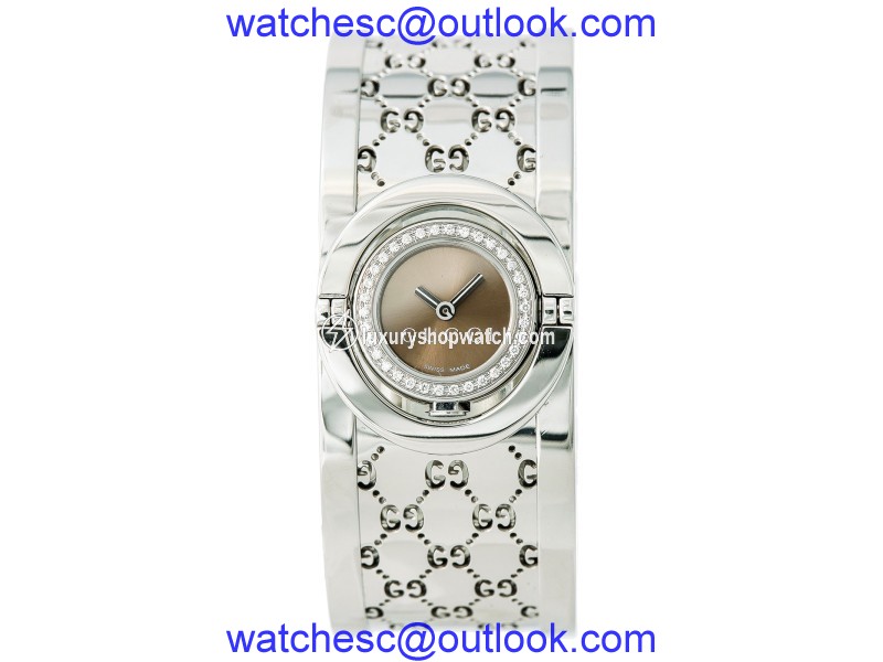 Gucci Twirl 112 Stainless Steel Diamonds 16mm Quartz Womens Watch Gucci