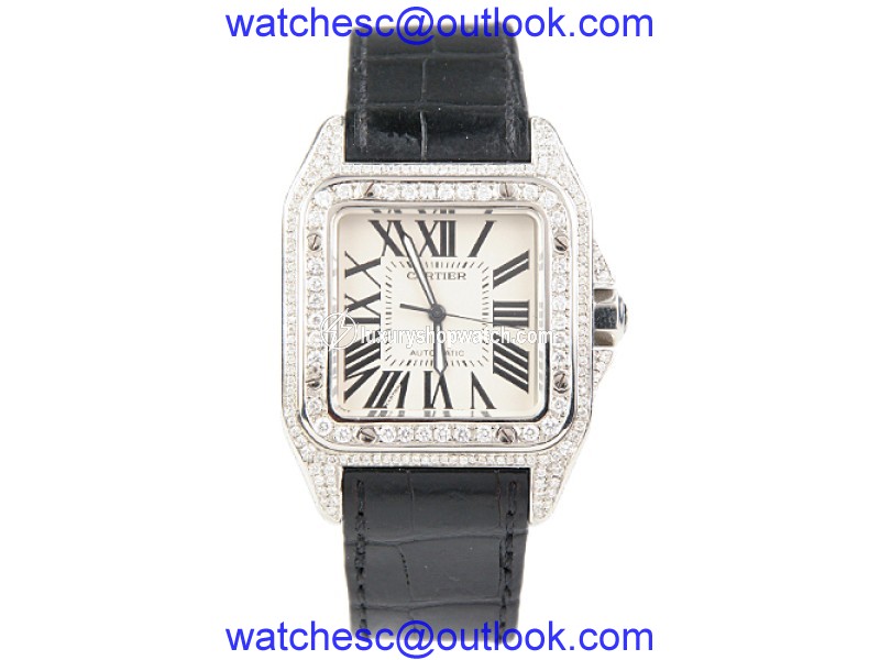 Cartier Santos 100 XL 2656 Stainless Steel and Diamond 38mm Automatic Mens Watch Cartier