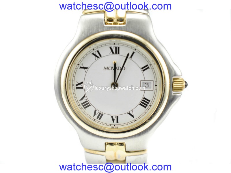 Movado 81 E2 887 2 Stainless Steel Vintage Style Two-Tone White Dial Men's Watch Movado