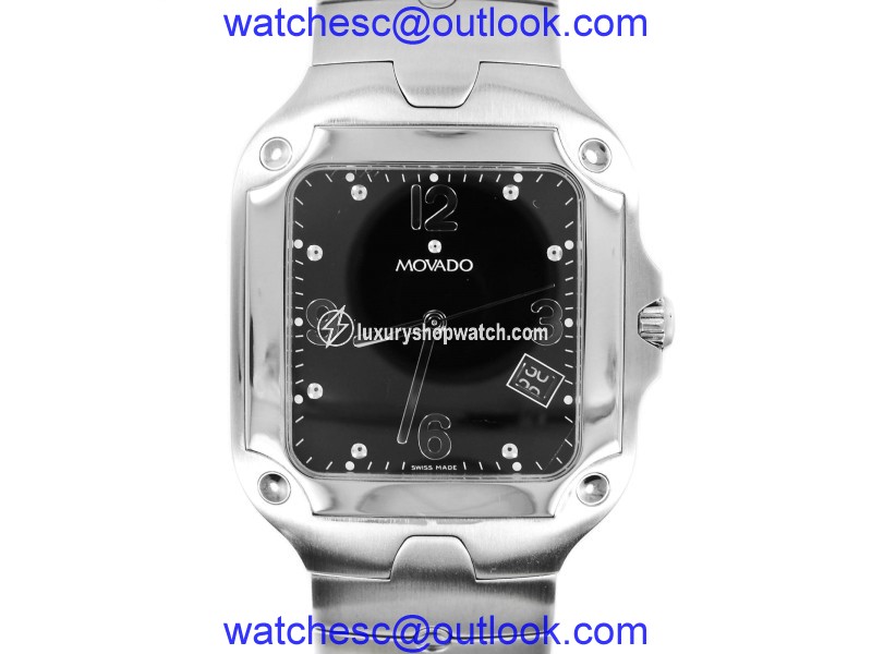 Movado 6195265 Black Dial Date Water Resistant Stainless Steel Mens Watch Movado