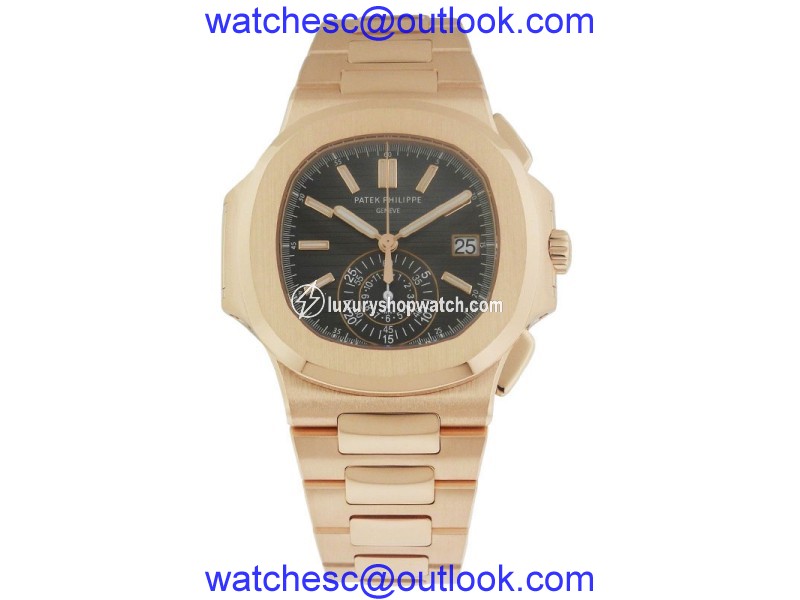 Nautilus Black Dial 18kt Rose Gold Chronograph Automatic Men's Watch Patek Philippe