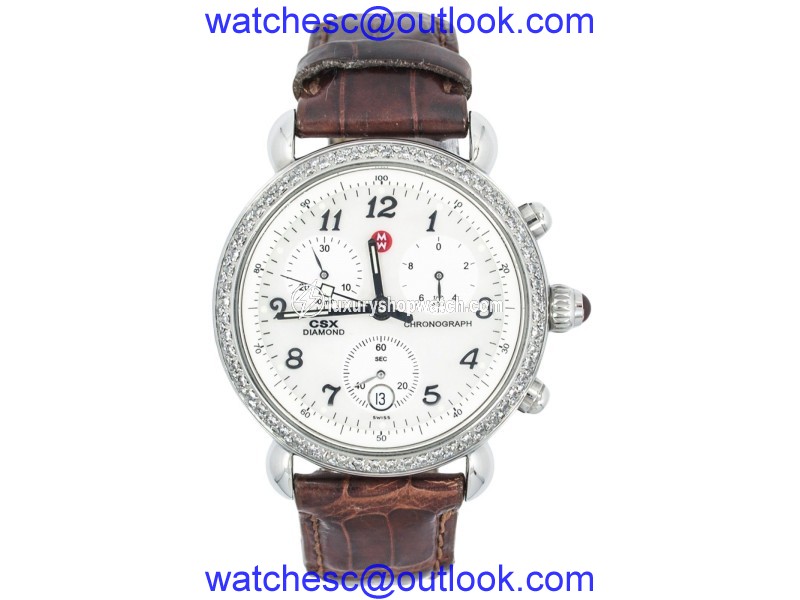 Michele CSX MW03C01A1023 Chronograph Date Leather Band Ladies' Watch Michele