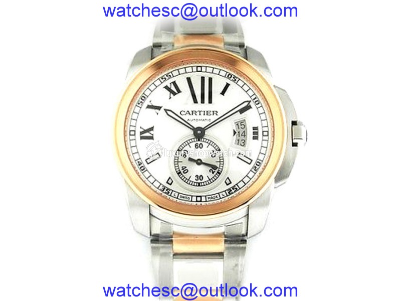 Cartier Auto Calibre de W7100036 Steel & Gold Silver Dial Mens Watch Cartier