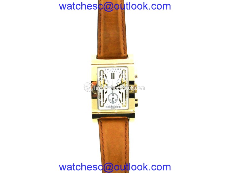 Bvlgari Bulgari 18k Yellow Gold & Leather Rettangolo Watch Bulgari