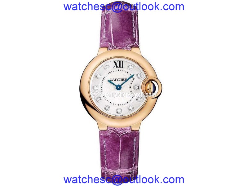 Cartier Ballon Bleu 28mm we902050 18KT Rose Gold Quartz Diamond Watch Cartier