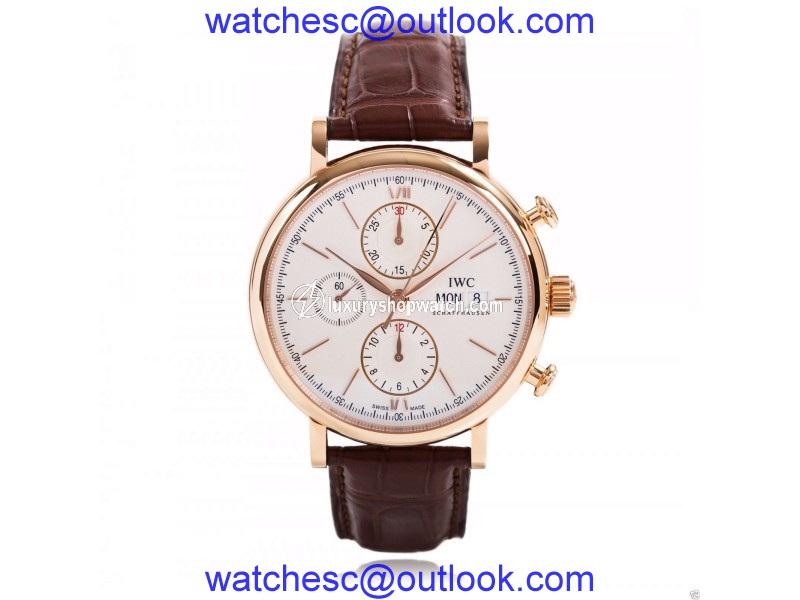 IWC Portofino Chronograph IW391020 18K Rose Gold Silver Dial Watch IWC