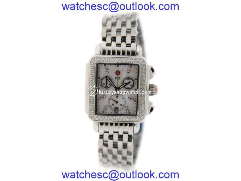 Michele MW06A00 Deco Day Chronograph Diamond Stainless Steel Womens Watch Michele