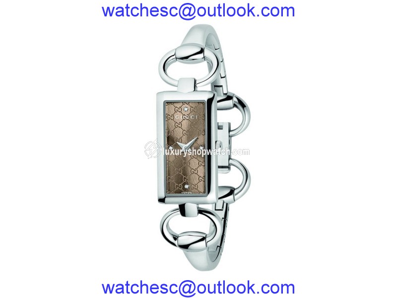 Gucci YA119508 Tornabouni Diamond Brown Dial Stainless Steel Womens Watch Gucci